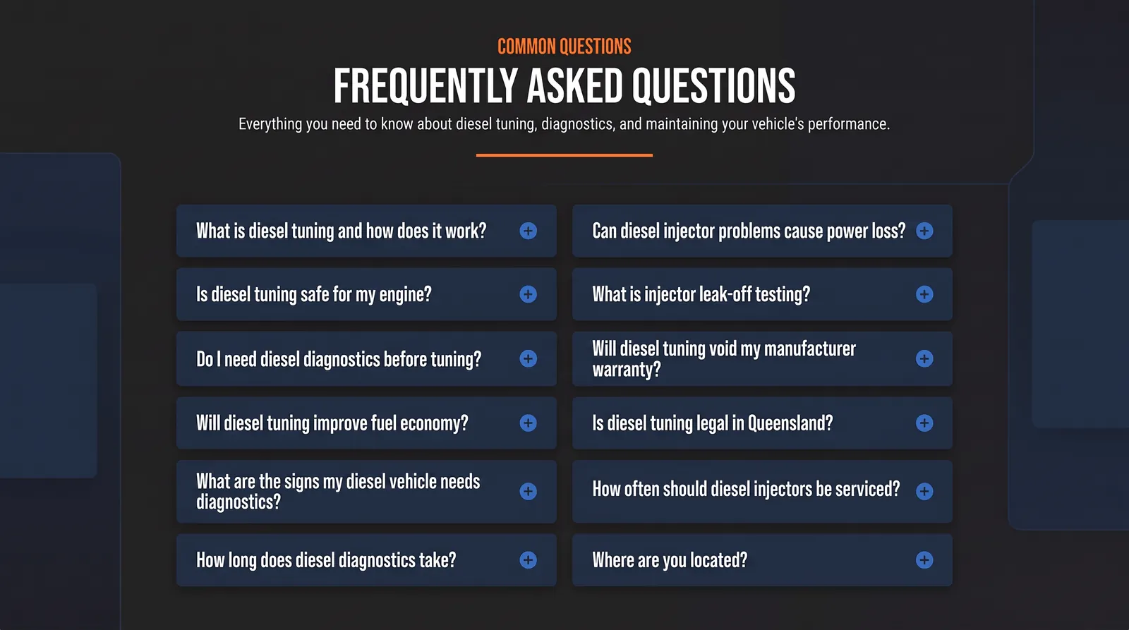Twelve frequently asked questions about diesel tuning and diagnostics