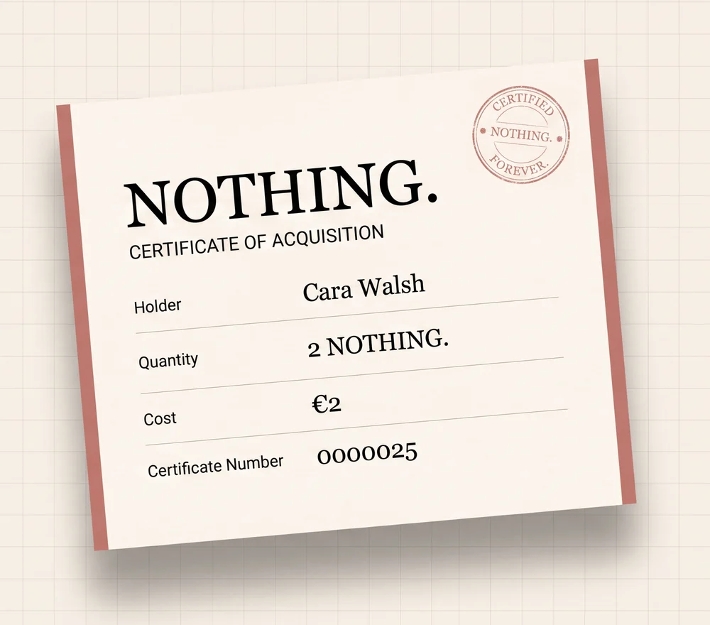 A NOTHING. certificate of acquisition, stamped and numbered