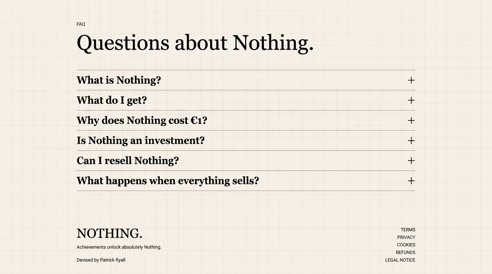 The frequently asked questions section and the site footer
